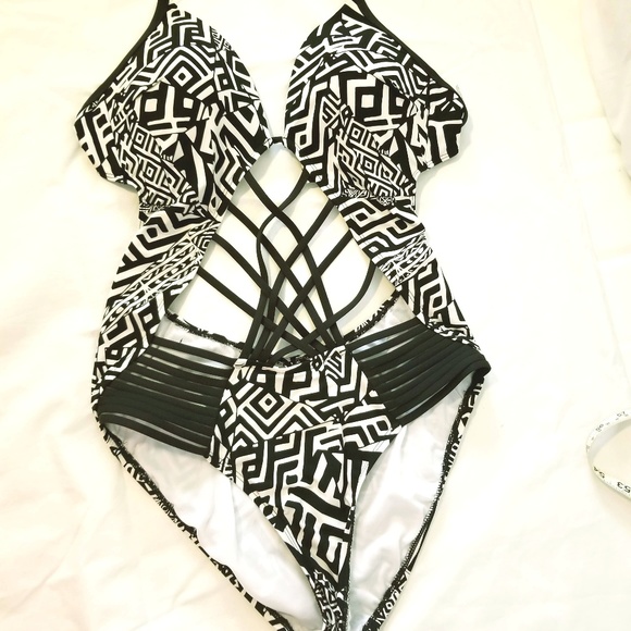 Kenneth Cole Ladies Strappy Swimsuit - Picture 2 of 4